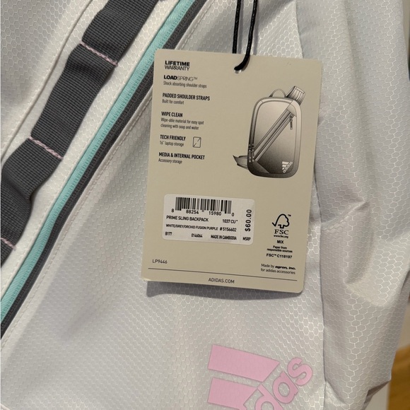 Adidas White and Gray Women's Backpack with Pink Accents - Picture 4 of 8